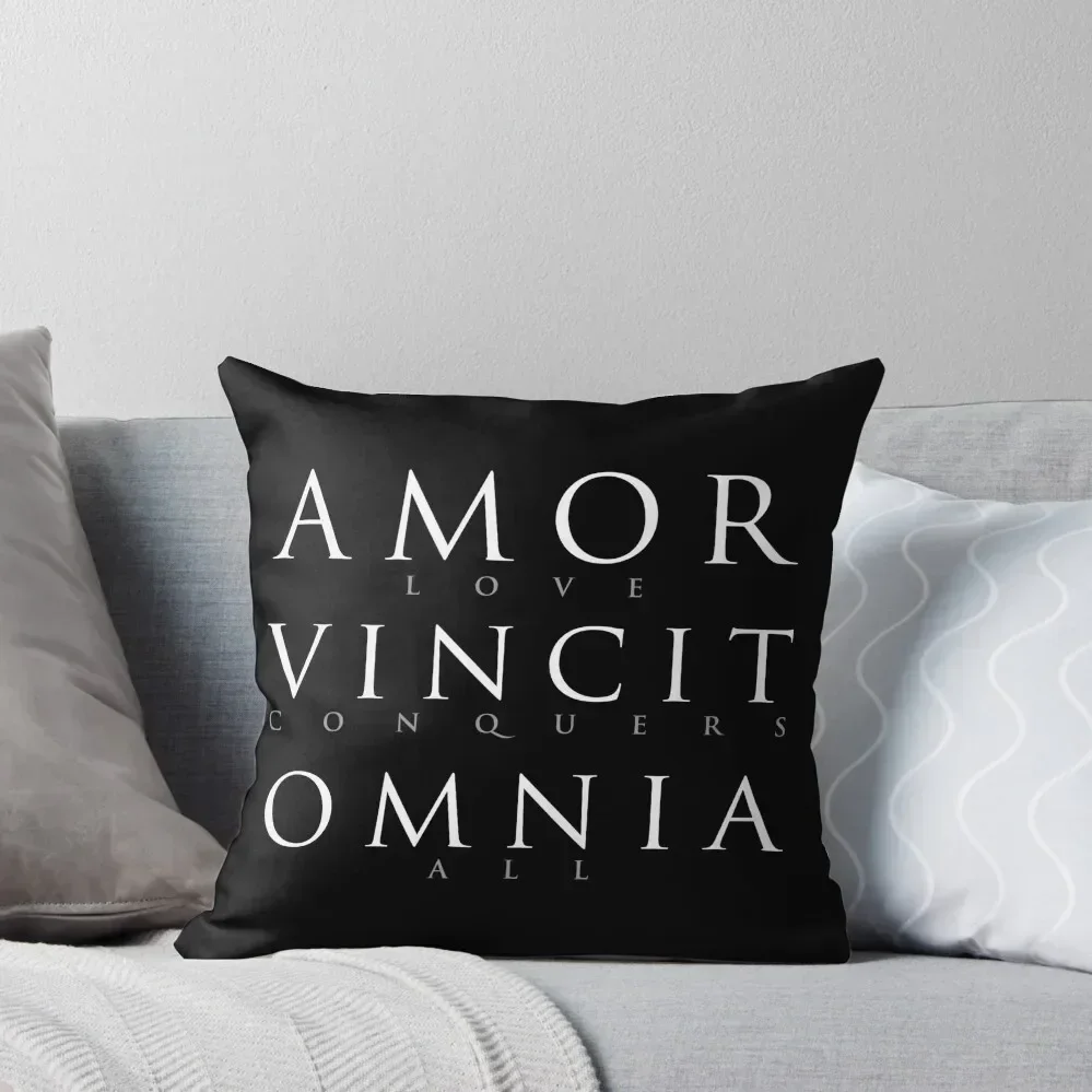 

Latin Quote: Amor Vincit Omnia Throw Pillow Sitting Cushion Christmas Covers Luxury Pillow Case autumn pillowcase pillow