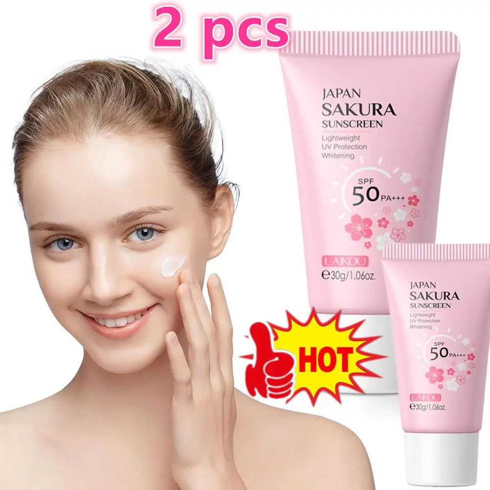 2 Pc NEW Sakura Whitening Cream Korean Sunscreen Protector Facial Sun Blocker Spf50 Isolation Lotion Cream Bleaching Moisturizer