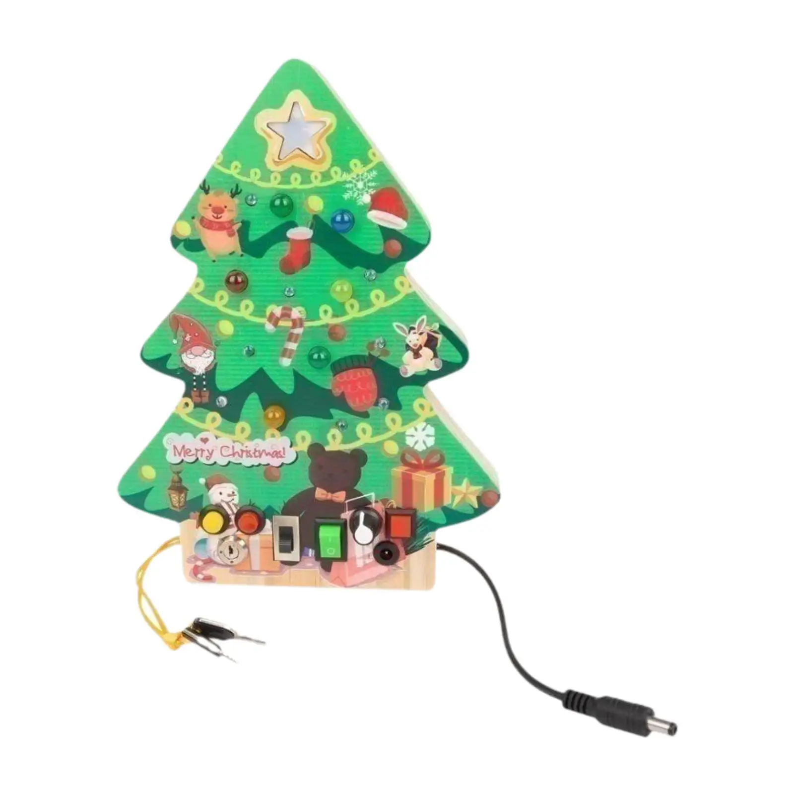 

Christmas Tree Busy Board with Light Sensory Board Developmental Toy Early