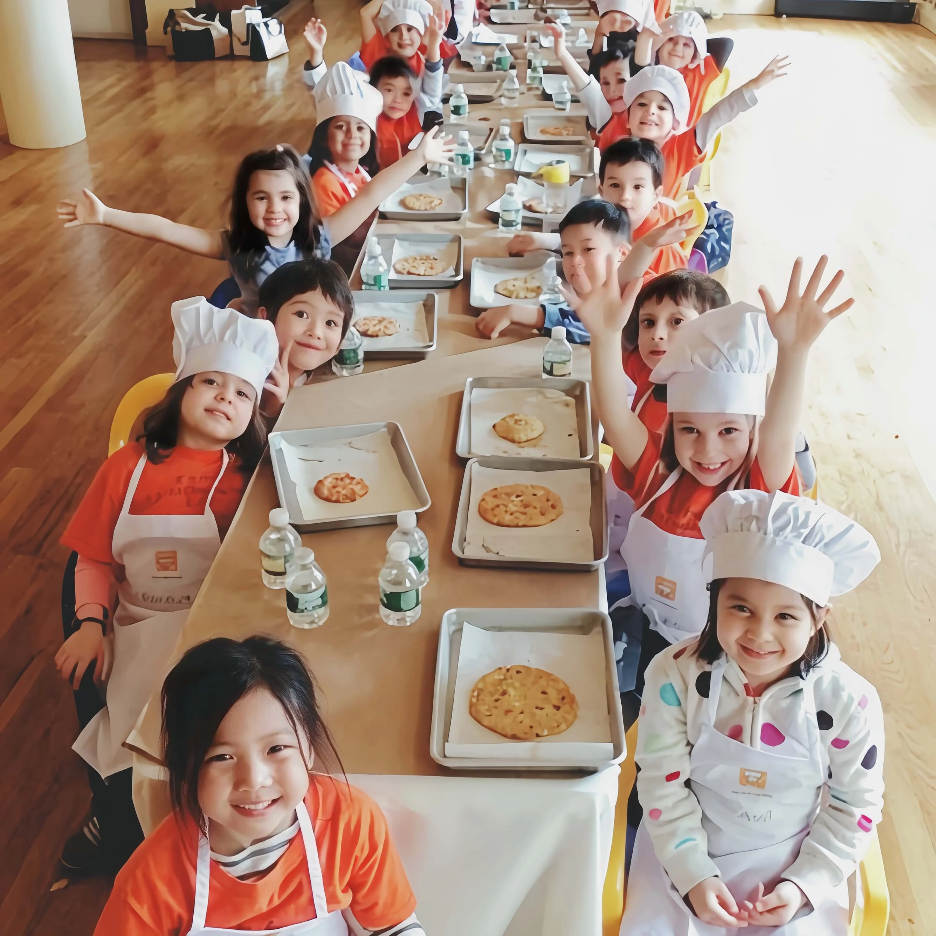 4-20Pcs Kids Aprons for Cooking Kids Painting Apron With 2 Pockets And Chef Hat Set Adiustable for Baking Paining Crafting Party