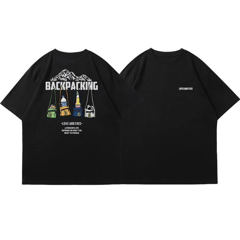 Best American Vintage Outdoor Style Romantic Backpacker Half-sleeved Short-sleeved T-shirt Mid-sleeved Casual Top Summer