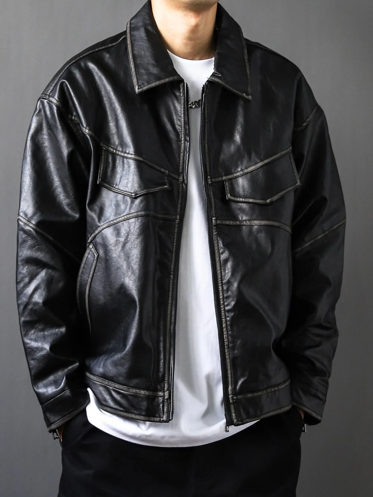 

Американская ретро-куртка свободного кроя для мужчин 2024 года, высококачественная, стильная, с воротником, универсальная, новая, повседневная, зимняя, с длинными рукавами, в полоску