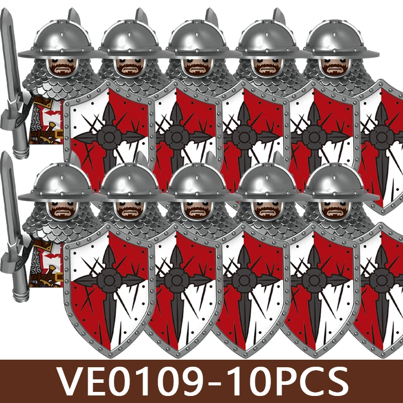Mittelalterliche Militär-Soldatenfiguren Armee-Bausteine Burg-Ritter Kreuzfahrer Kommandant Krieger Rüstung Zubehör Bausteine Spielzeug