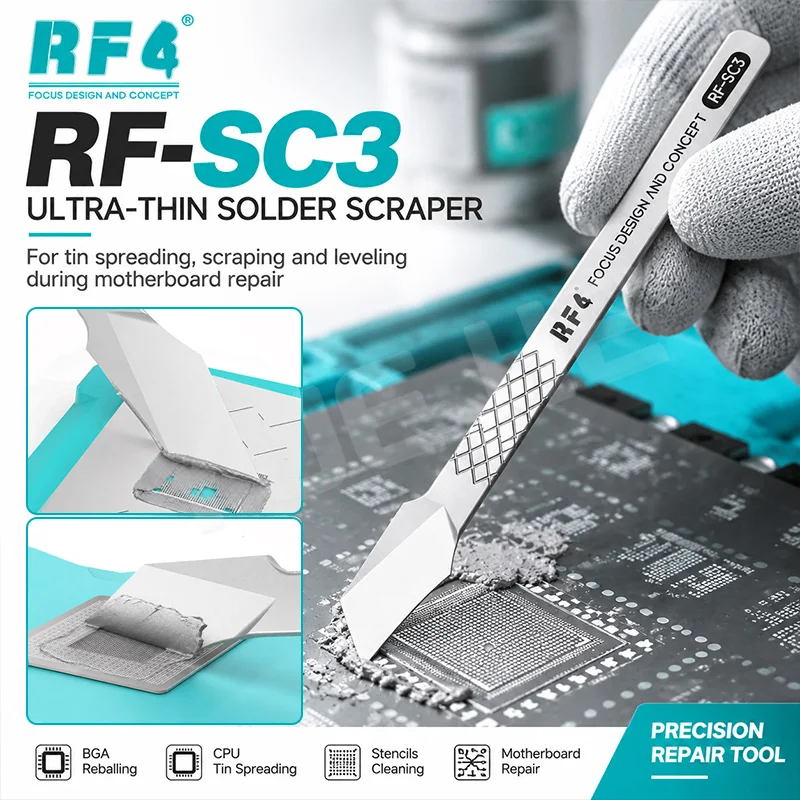 RF4 RF SC3 Non Magnetic Dual Sided Solder Spatula Steel Scraper For Phone PCB IC Chip Soldering Tin Application Repair Tools