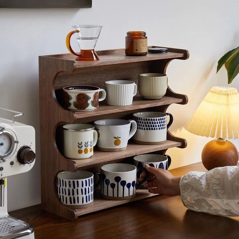 

Полка из черного ореха, подставка для кружек, многоярусная полка для хранения чайных сервизов