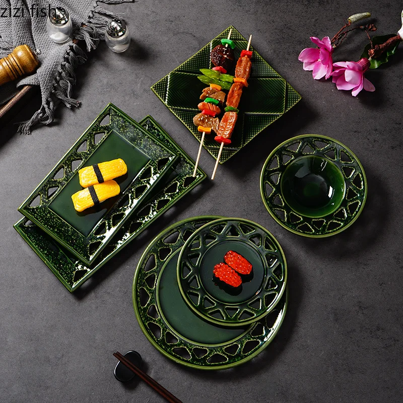

Sushi Plate Hollow Ceramic Tableware Dining Plates Roasting Pan Sashimi Plate Steak Plates Fruit Dish Dessert Bowl Dim Sum Dish