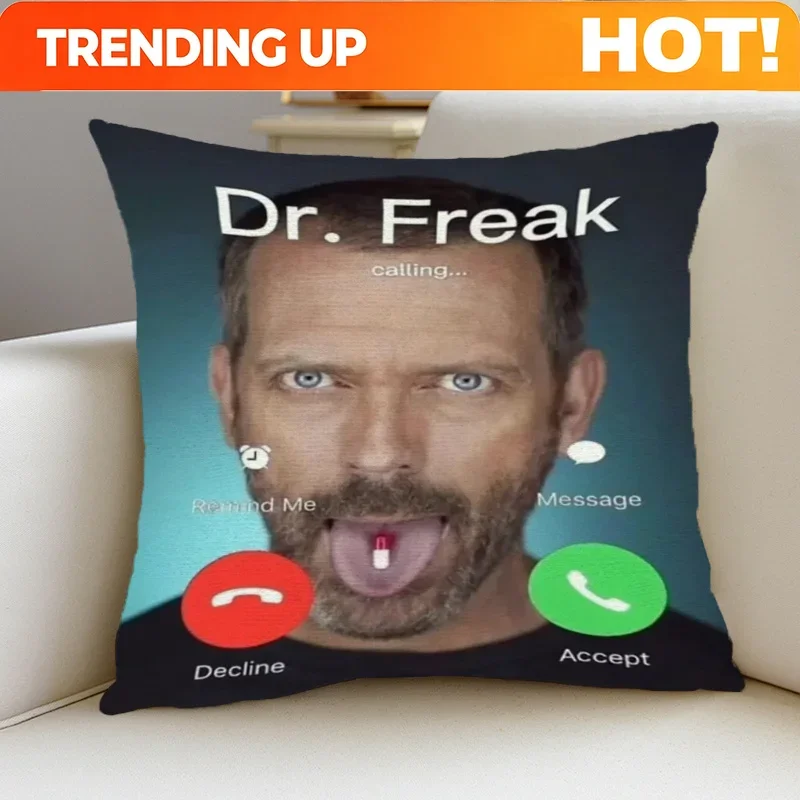 Custom 1pc Funny Doctor Caller ID Design Decorative Cushion Cover - Dr. Freak Calling You, Double-Sided Printed Square Pillowcas