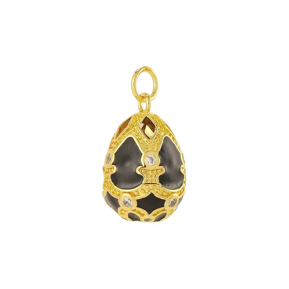 

Chic Copper Colorful Enamel Pendant Bohemia Jewelry Accessories Easter Egg Crystal Pendant Floral Flower Necklace Pendant Women