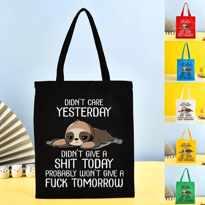 

Cute Sloth Pattern Shopping Bag Reusable Large Capacity Canvas Bags Fashion Canvas Shopping Tote Bag