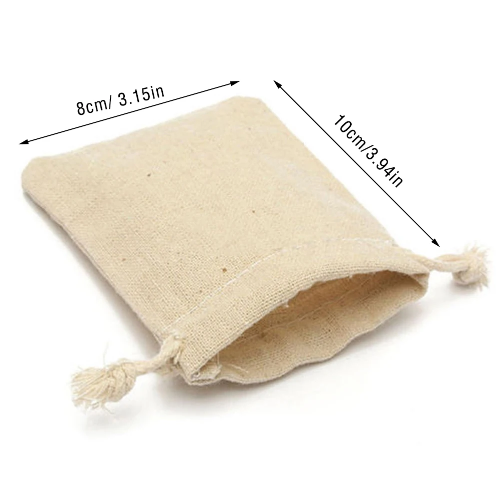 50Pcs Small Bag Natural Linen Colored Bundle Mouth Linen Burlap Jute Sack With Drawstring Gifts Treats Packaging Bag For Guests