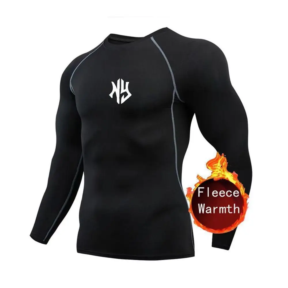 Men's Sportswear T-Shirts Running Training High Elastic Outdoor Cycling Sweatshirt Compression Fitness Fleece Tops underwear
