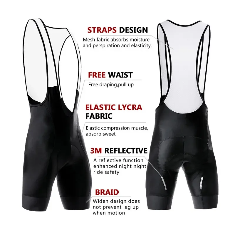 X-TIGER Pro Profession Race Cycling Bib Shorts With 8cm Italy Grippers Lightweight Bib Pant High-Density Pad For Long Time Ride