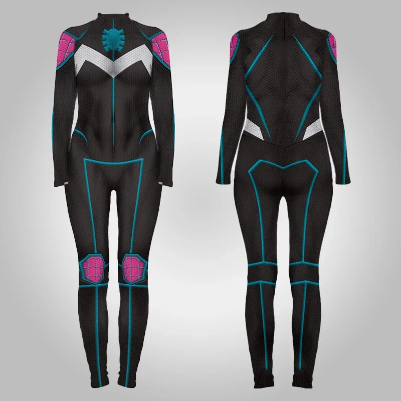 FC62020 The Amazing Spider Hero Cosplay Gwen Stacy Costume Spandex Zentai Mask Hoodie Spider Zentai Suit Anti-Gwenom for Wo@FC8！