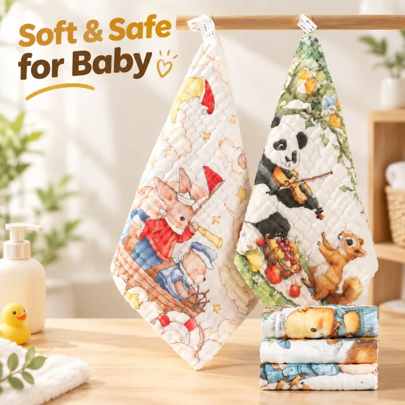 7A Antibacterial Pure Cotton 6-layer Gauze Baby Square Towel Class A Kids Face Wash Cloth Newborn Infant Drool Bib Soft
