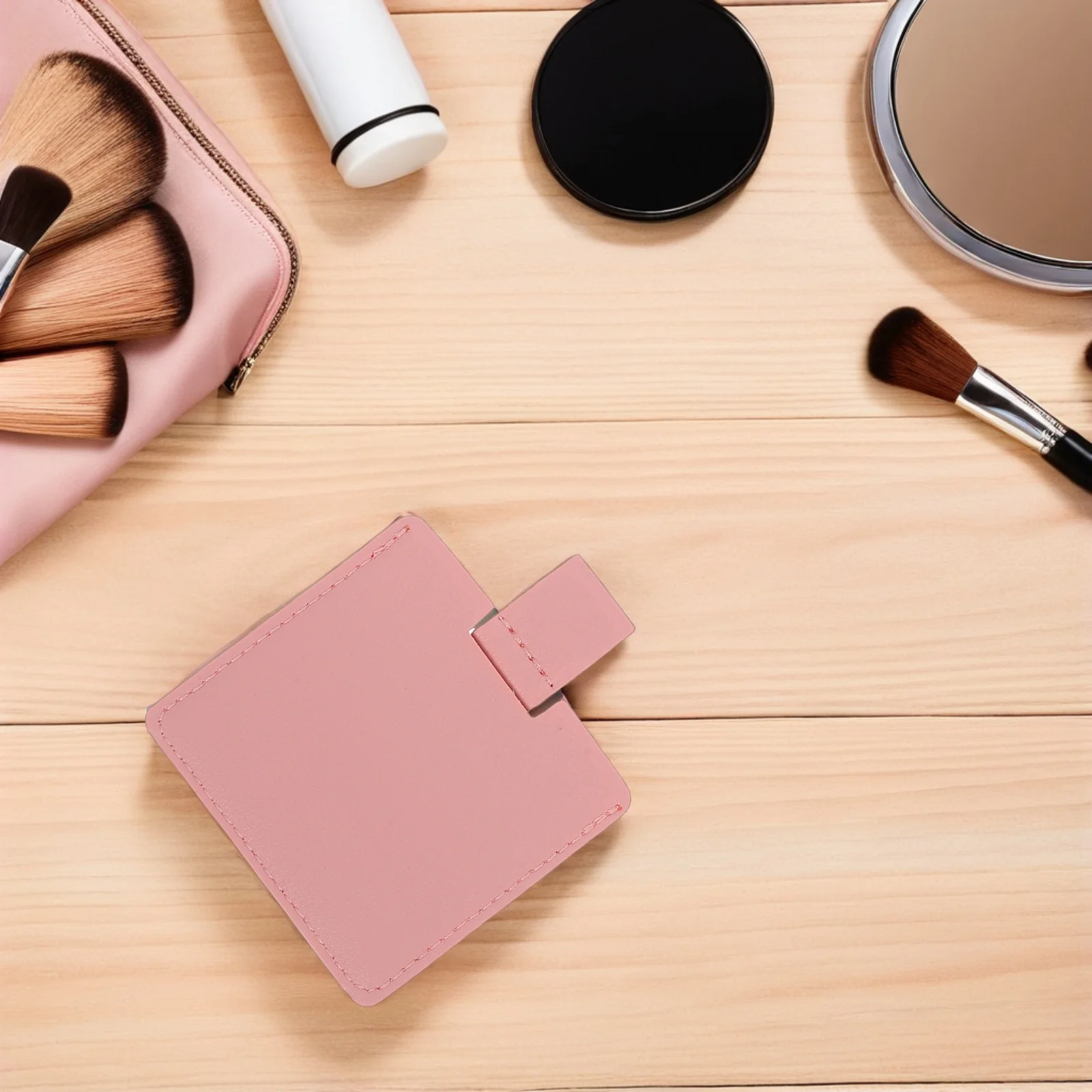 4 個コンパクトステンレス鋼ポータブル旅行用化粧鏡財布用ポケットサイズ軽量 HD 傷つきにくいミニミラー女性用