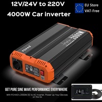 Fchao 4000W Pure Sine Wave Car Inverter: Transformers 12V to 220V, EU Socket, LCD Display, Remote Control for Home,camping, RVs