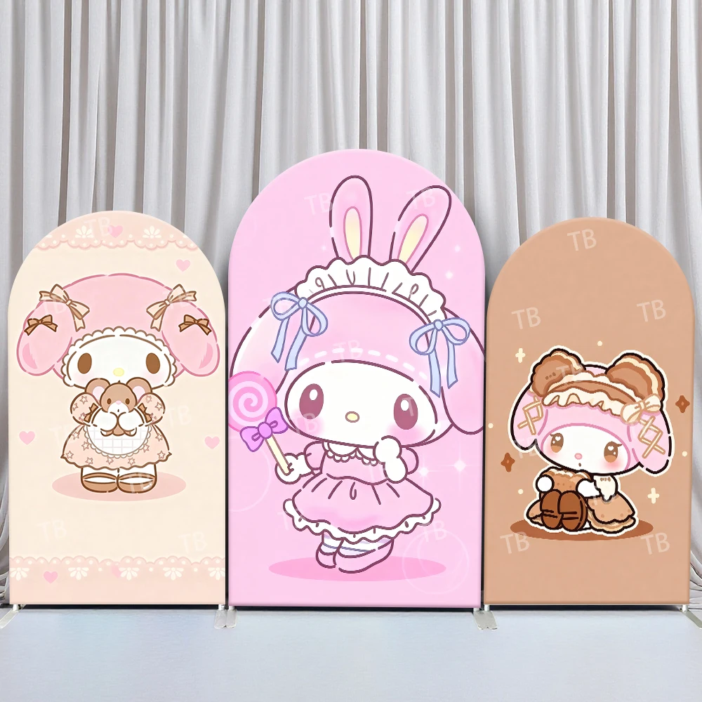 

Фон для фотосессии Sanrio My Melody в пастельных тонах, мягкий праздничный декор для детского дня рождения, фотозоны на вечеринке в честь рождения ребенка