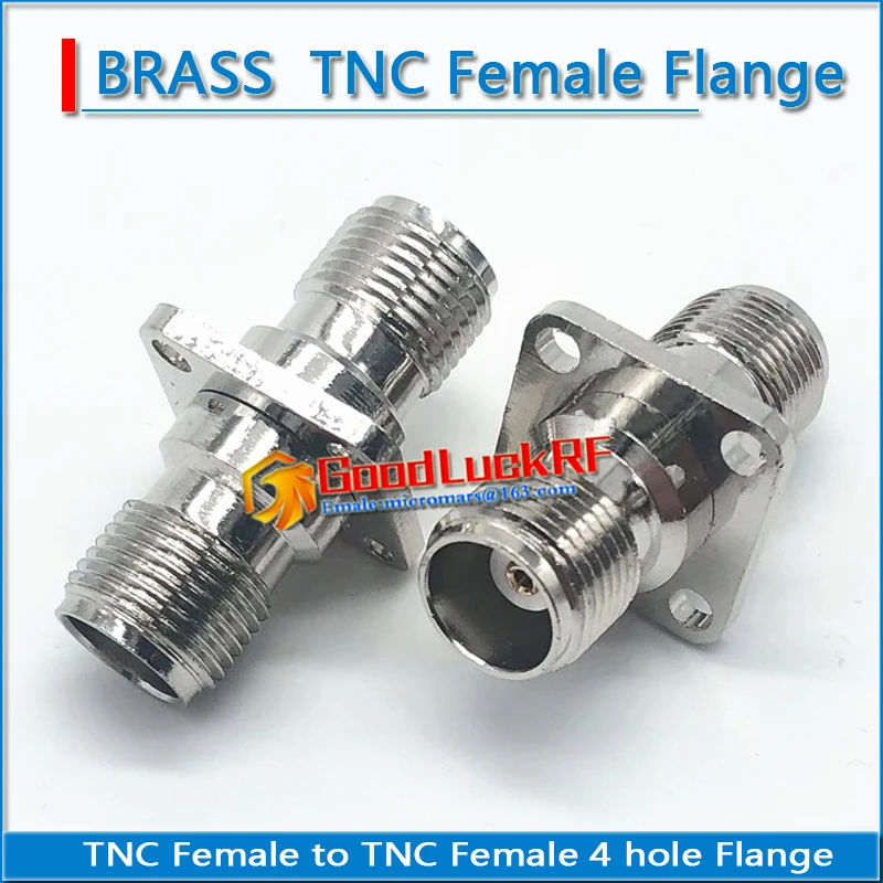 Dual TNC Female To TNC Female Plug 4 Hole Flange 17.5 * 17.5 mm Chassis Panel Mount Brass RF Adapters Coaxial Connector