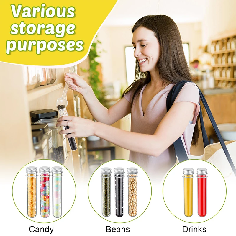 40Pcs Clear Plastic Test Tubes 40ml Clear Tubes for Scientific Experiments Party Decorate The House Candy Storage Caese