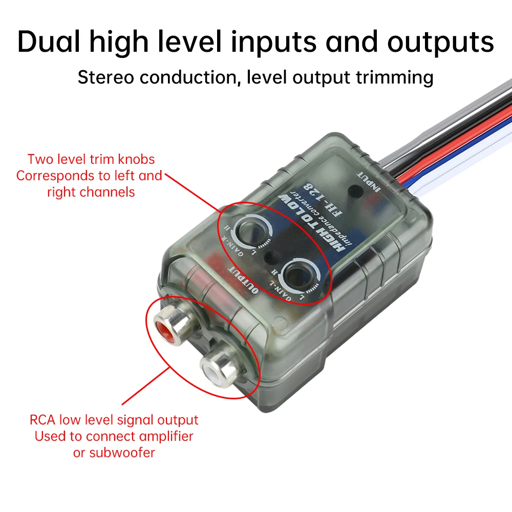 سيارة ستيريو الصوت التحدث إشارة محول مرحبا منخفضة للسيارات أمبير-مضخم الصوت مشغل أقراص مضغوطة محول عالية إلى منخفضة