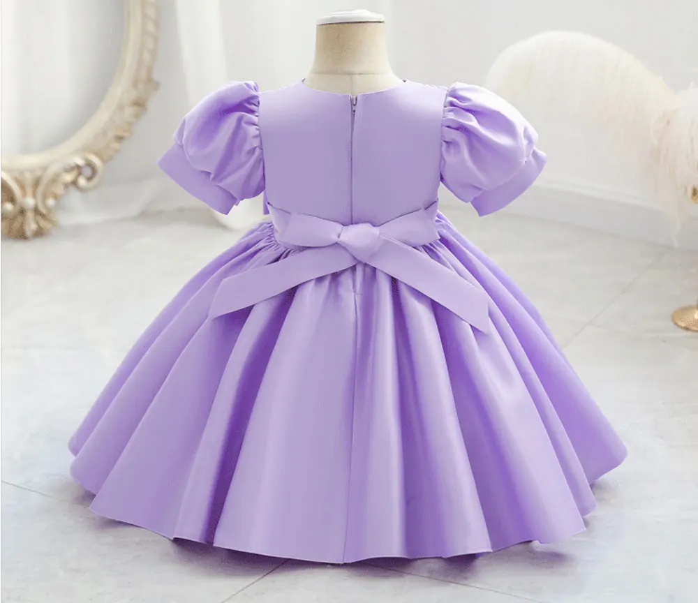 New Summer Baby Dresses Puff Sleeve Toddler Girl Clothes for Birthday Christening Cute Bow Newborn Childhood Dresses 0 to 5 Year