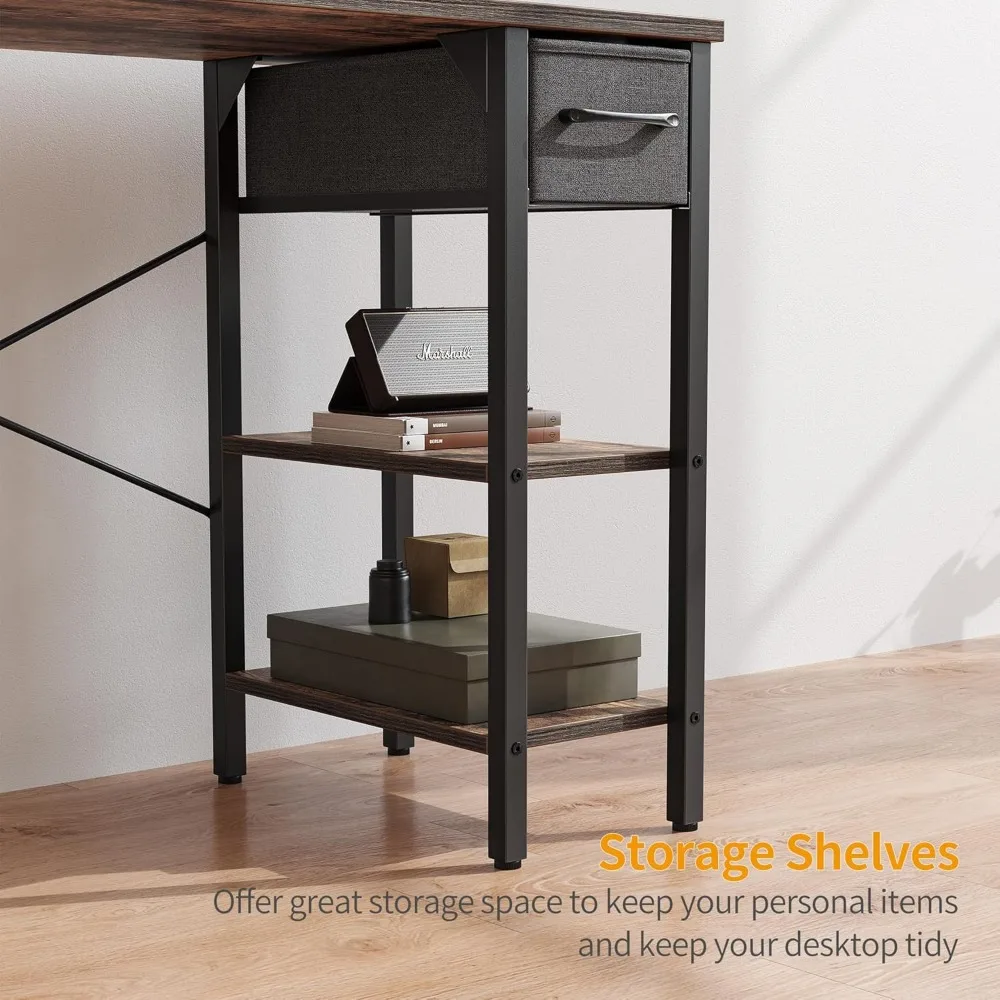 Kompaktowe biurko do domowego biura 35 z szufladami i półkami zapewniające efektywny przestrzeń roboczą