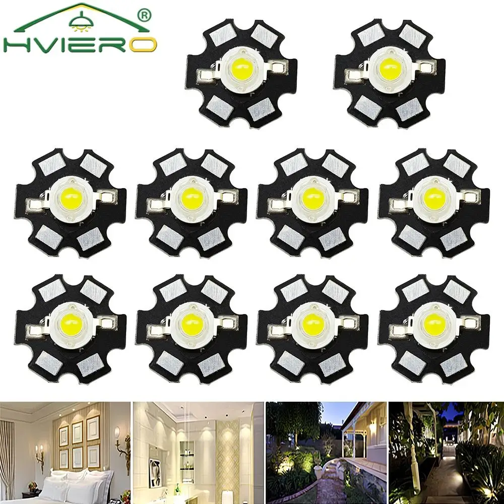 50pcs 1W High Power Warm White Light With 20mm Star PCB Emitter LED 4 Gold Line COB Diodes Lamp Beads For Flashlight Bulb Home