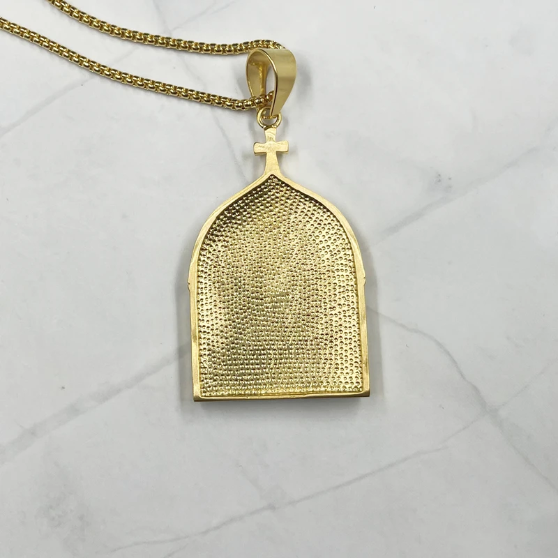 Jesus Heavenly Father Mother Holy Family Pendant with rhinestone Catholic Necklace Christian Accessories Vintage Necklace