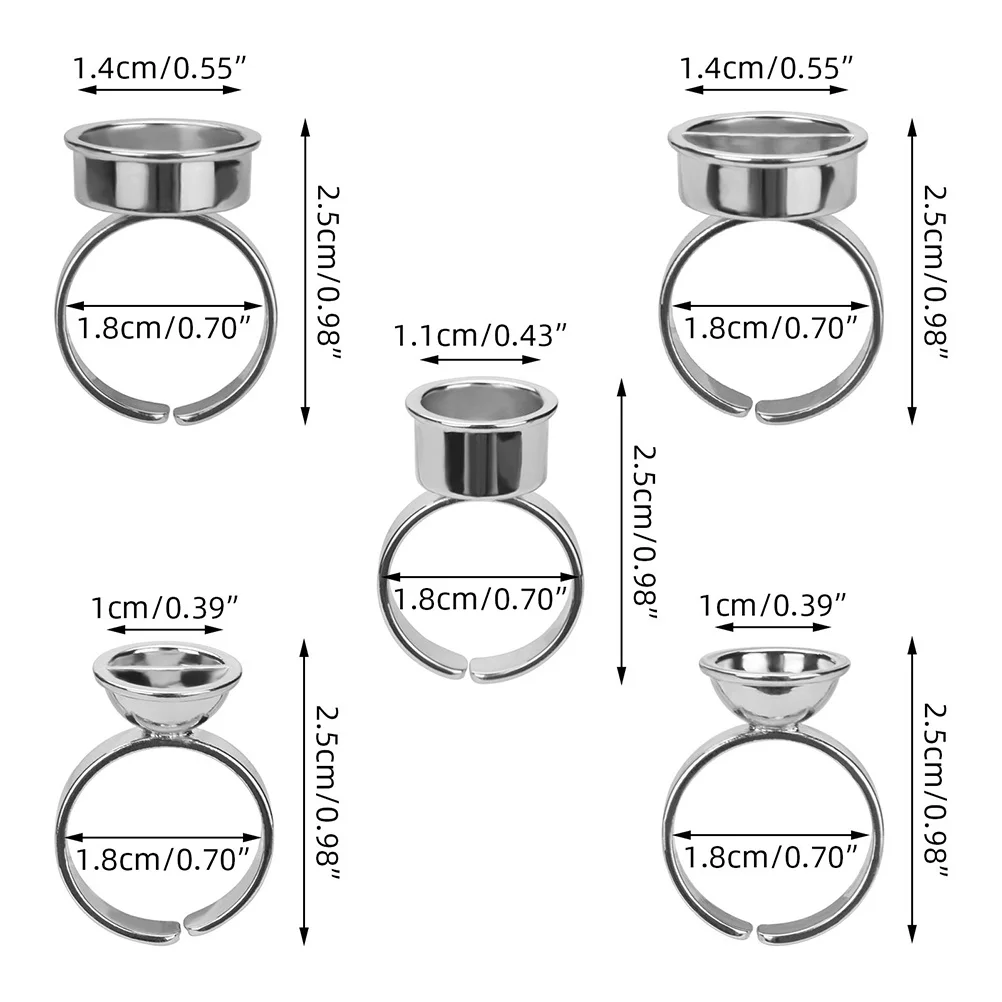 5 قطعة حلقات الحبر الفولاذ المقاوم للصدأ الوشم الصباغ حامل الحاجب الغراء الدائري الكؤوس رمش تمديد لوازم الوشم كوب الحبر