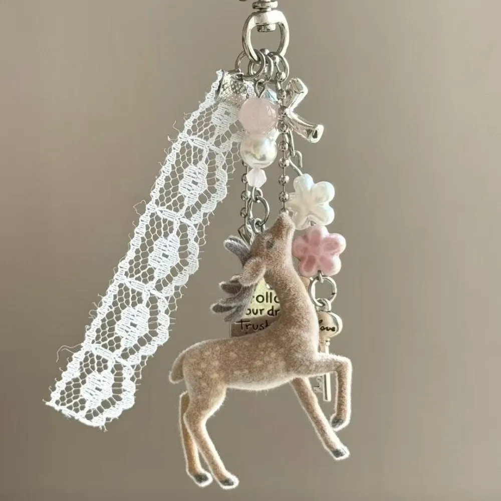 Cute Portable Deer Keychain 11.5cm Length Korean Style DIY Bead Case Handmade Bag Pendant image 4