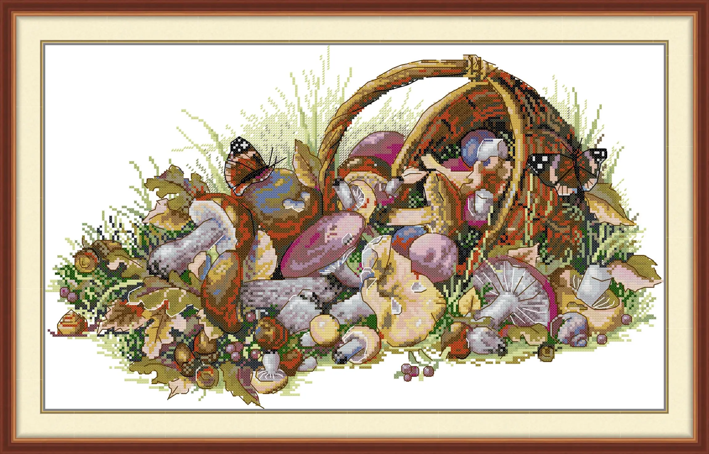 

Joy Sunday New Pre-printed Cross Stitch Kit Easy Pattern Aida Stamped Fabric Embroidery Set-Mushroom