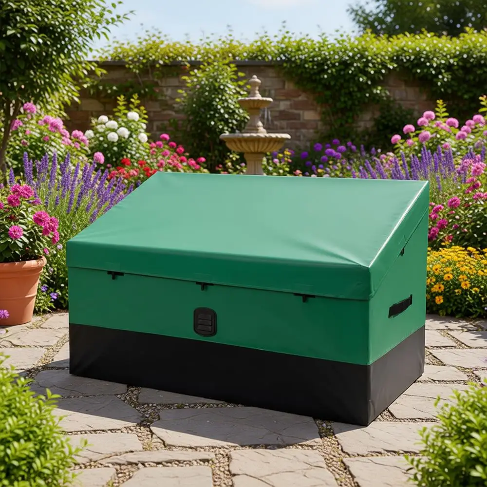 Caja de Almacenamiento Impermeable de 150 Galones con Lona de PE y Acero Galvanizado, Almacenamiento Portátil para Todo Clima para Camping, Jardín, Piscina