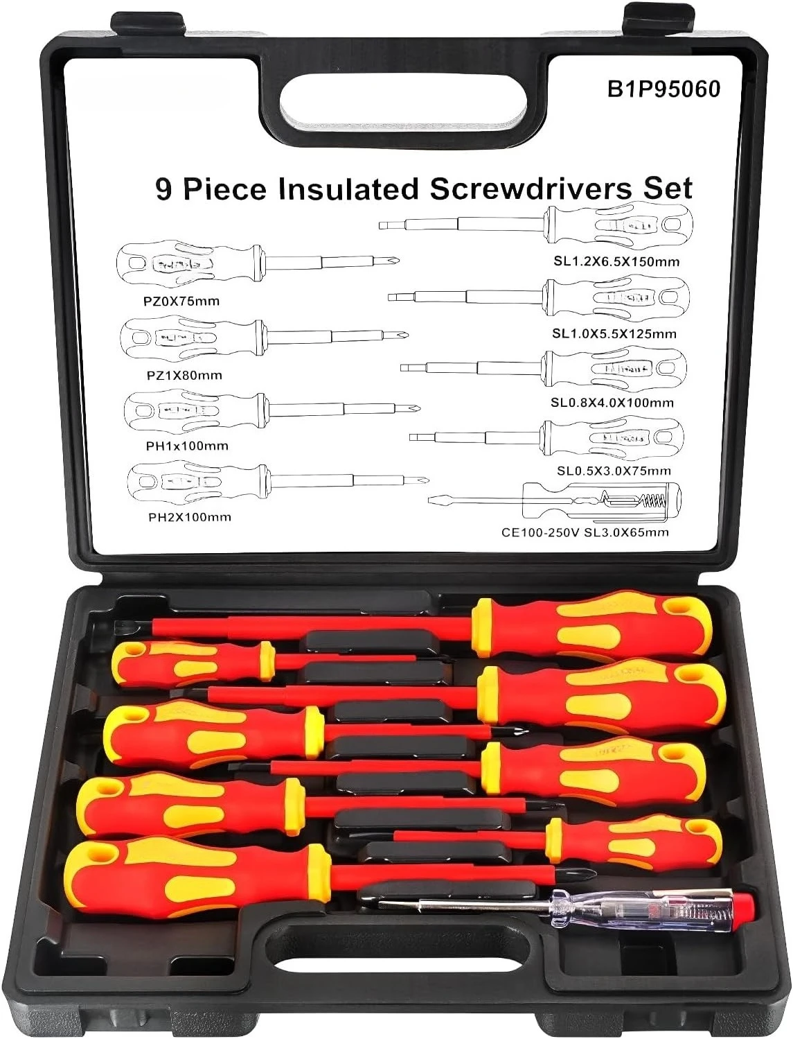 Insulated Screwdriver & Pliers Set, 1000V Electrical Tools for Electrician Magnetic Phillips Slotted Tips·Free Shipping