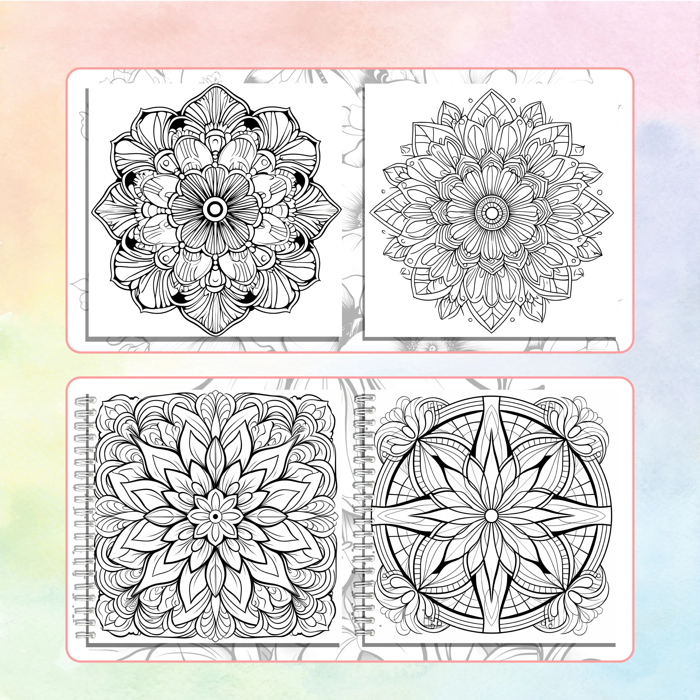 2pcs Art Coloring Book 24 Page Mandala Flowers Adult Picture Book SIMPLE BOLD Relieve Stress Kill Time Graffiti Painting Drawing