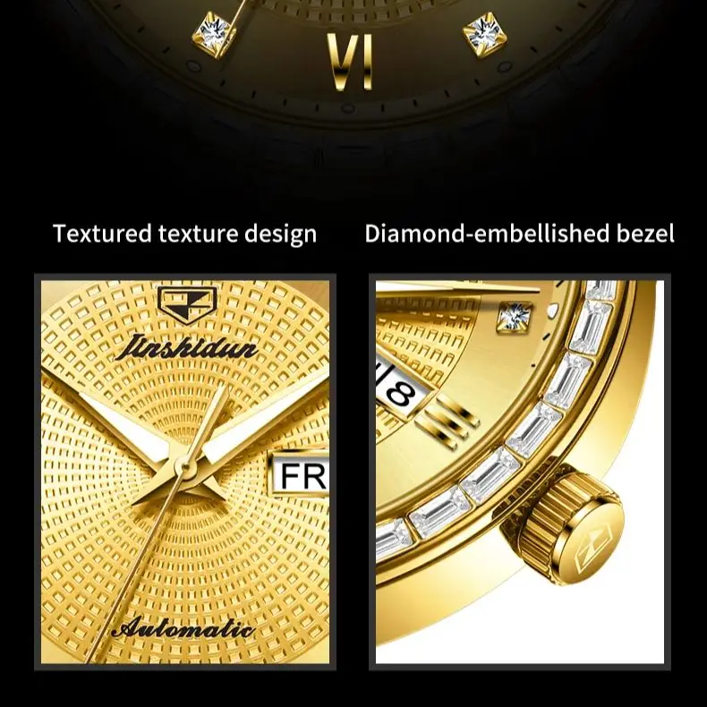 Мужские часы JSDUN 8959, модные трендовые часы с двойным календарем и римскими шкалами, алмазные часы, роскошные брендовые автоматические механические мужские часы