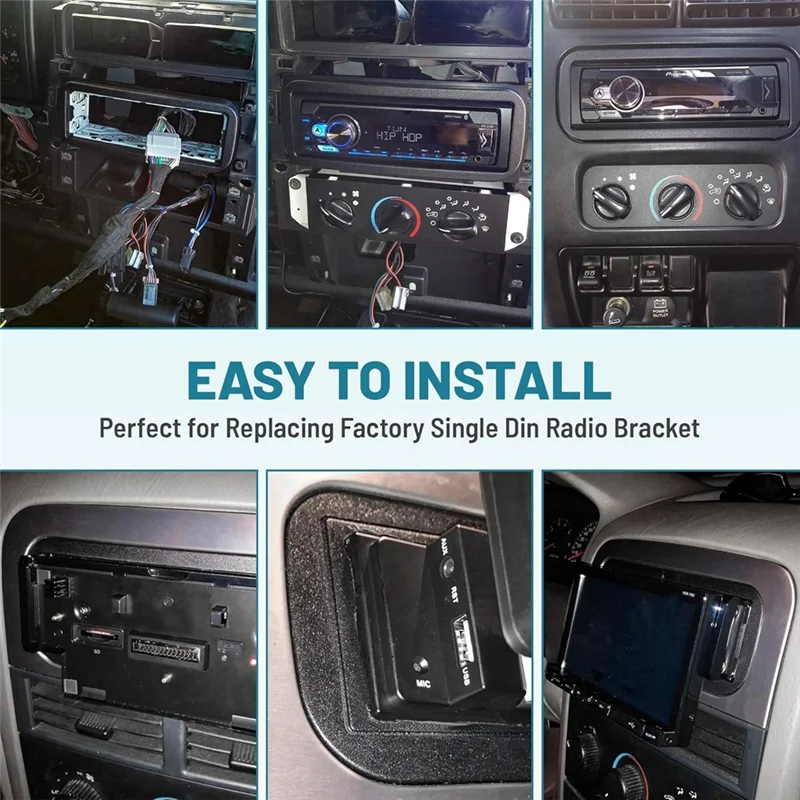 

Stereo Install Kit For Aftermarket Radio Mounting, Single Din Radio Installation Dash Kit For 1998-2007 Dodge/Jeep