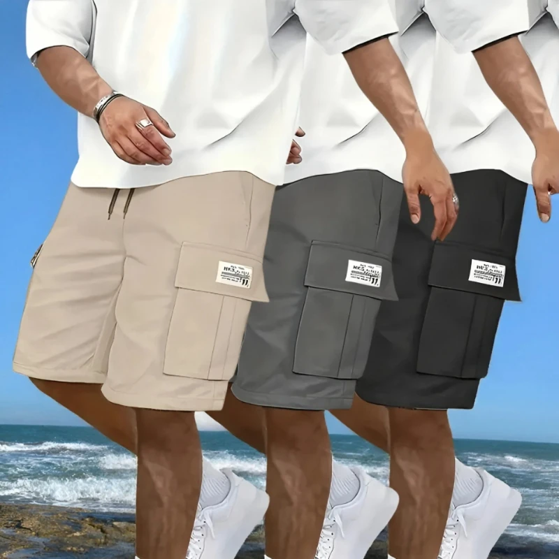 

Men's work shorts; summer comfort workwear ; multi-pocket; outdoor leisure sport beach pants; elastic waistband cargo shorts man