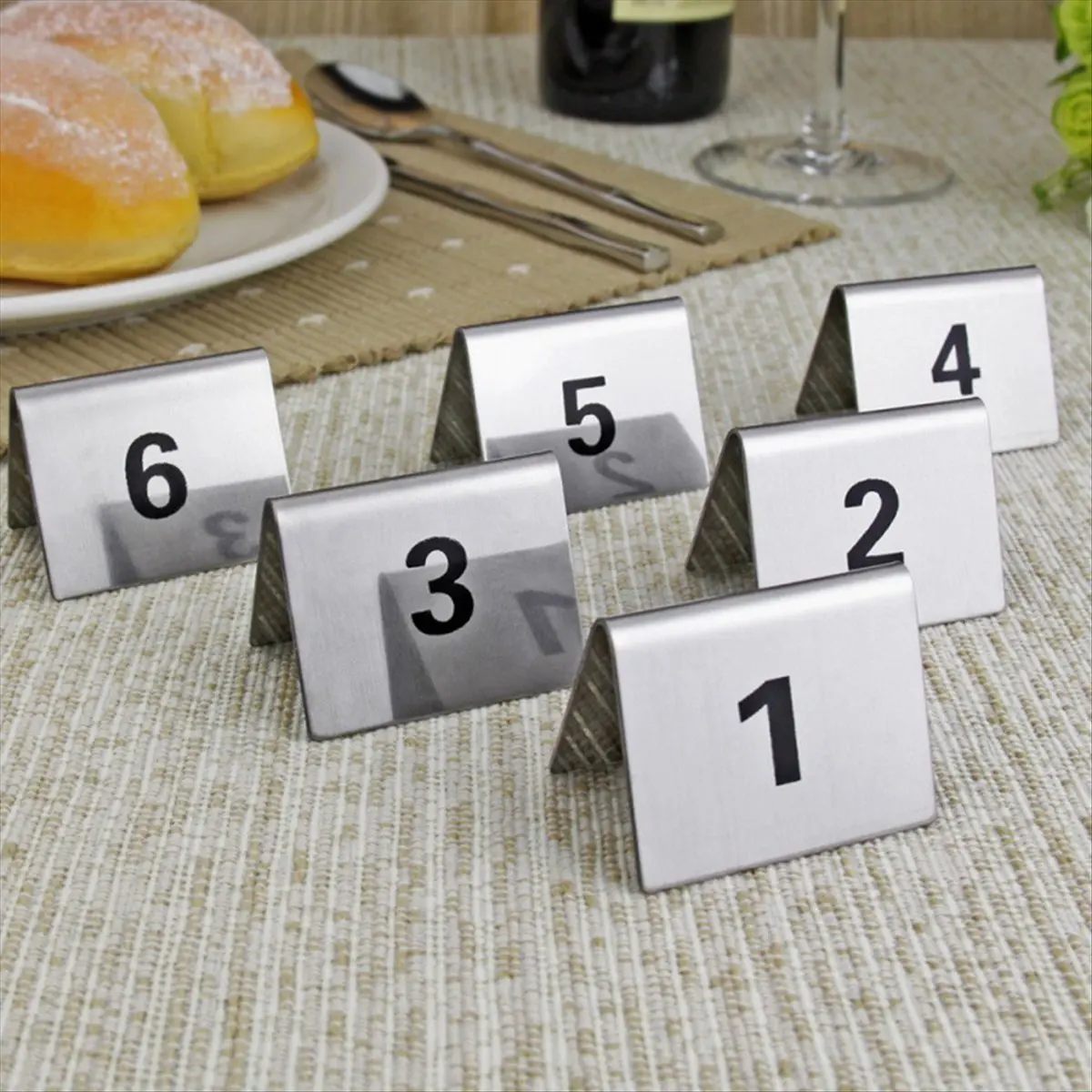 25PCS Restaurant Bar Place Table Marker Tabletop Number Sign Stackable Table Number Cards Double-Side Black Number &LICG