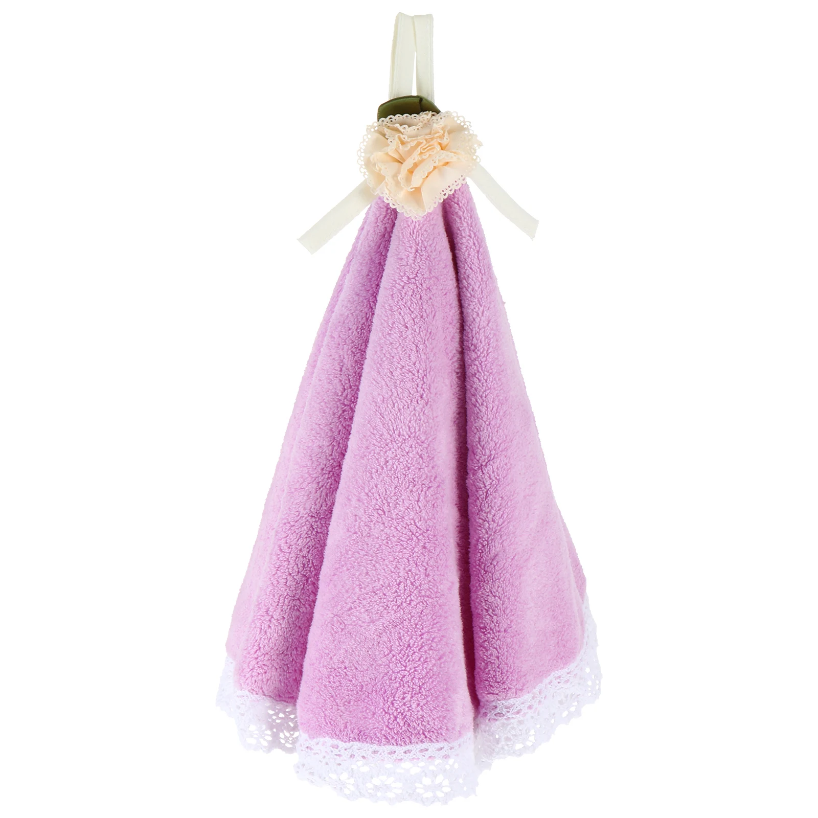 

Round Hand Towel Coral Fleece Quick Drying Washable Small Towels Hanging Loop Bath Travel Kitchen Absorbent Soft Surface