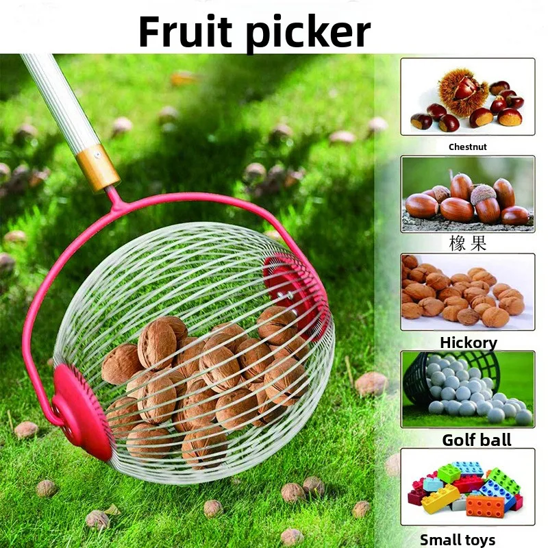 Fruit Nut Collector,  Garden Tools, Walnut Chestnut Picker, Long Reach Pruner, Telescopic Pole, Extension Pole, Harvesting Tool