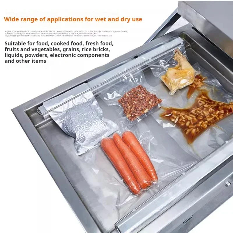 Máquina de envasado de alimentos al vacío de doble cámara, máquina de vacío comercial de gran escala, completamente automática, embalaje y sellado, 380V
