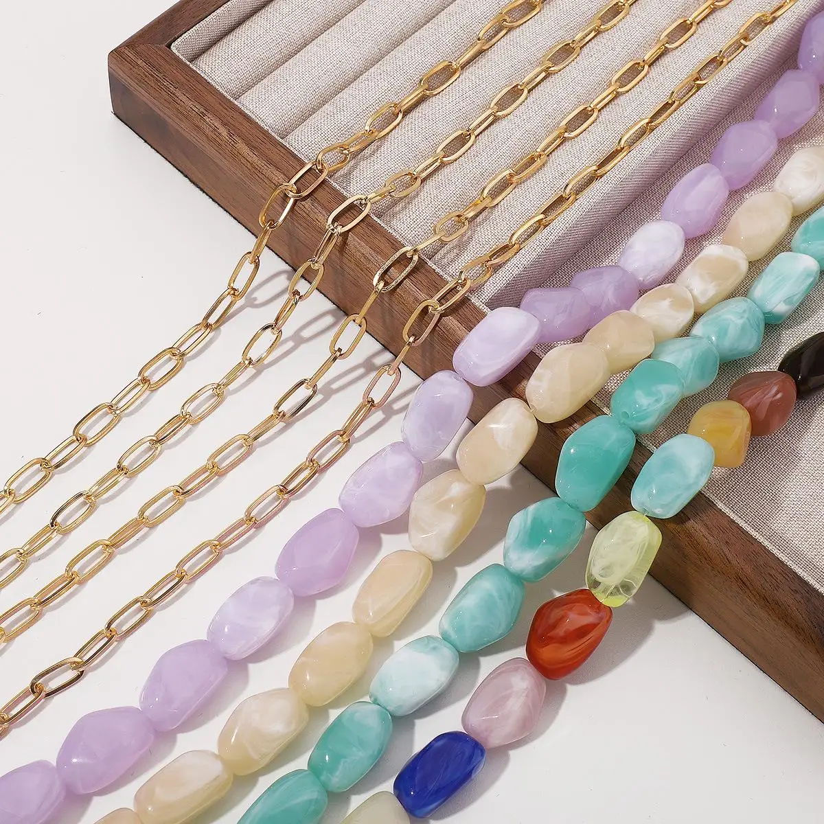 Summer Dopamine Resin Beaded Necklace Design Sense Niche Color Hand-stacked Choker