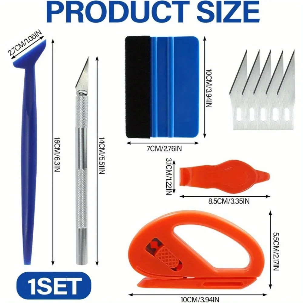 Car Tool Kit - Professional Felt Scraper, Trimmer, Soft Corner - For Car Wrapping, Window Tinting & Wallpaper Installation