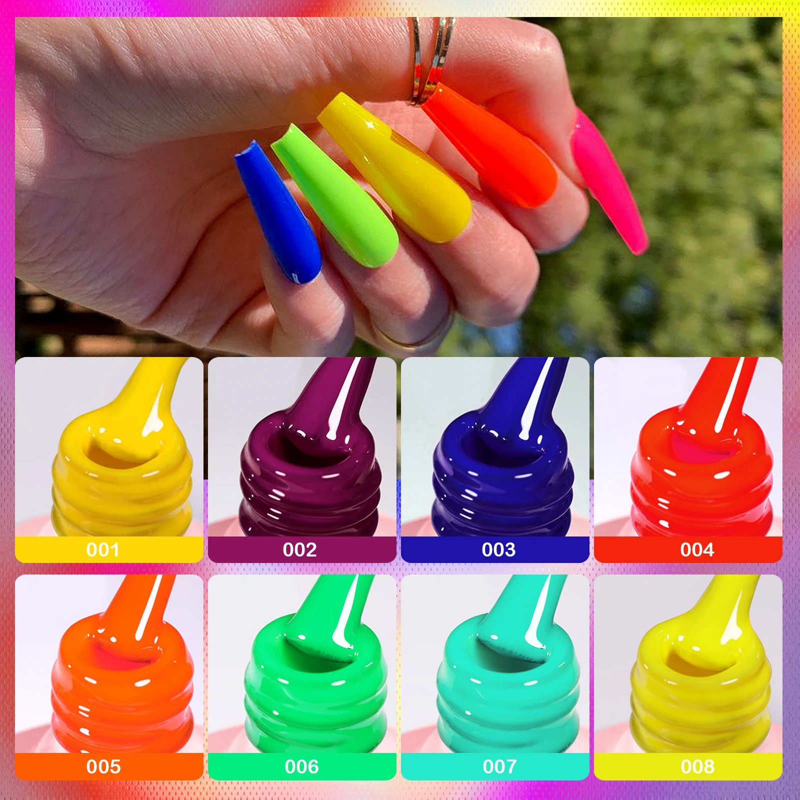 طلاء أظافر جيل متوهج في الظلام نيون نيون ، جل بإضاءة الأشعة فوق البنفسجية ، ورنيش شبه دائم ، قابل للإزالة ، أدوات تزيين الأظافر بنفسك ،