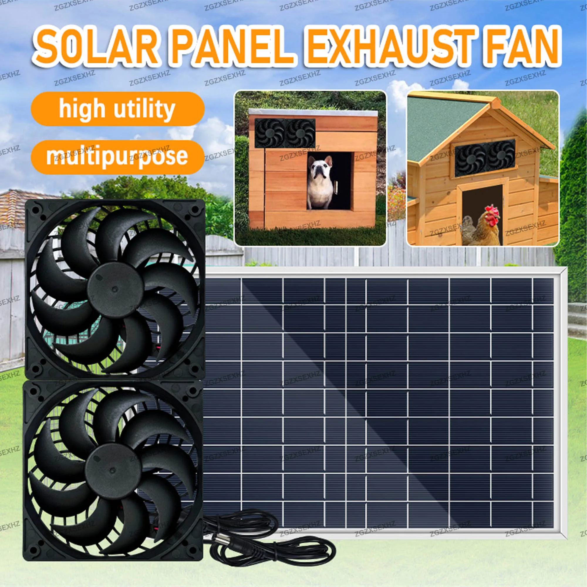

10W Solar Panel Mini Fan Exhaust Portable Ventilator Waterproof Air Extractor For Kitchen Maison Chicken Dog House Greenhouses