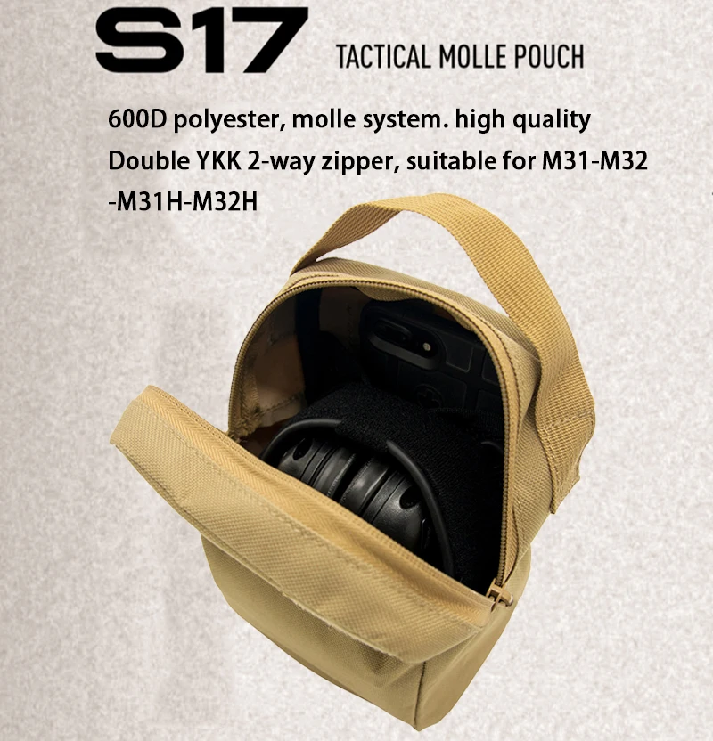EARMOR Molle กระเป๋ากล่องเก็บยุทธวิธี Multi-Function Carry เหมาะสําหรับ Earmuffs M31 M32 M31H M32H หูฟัง