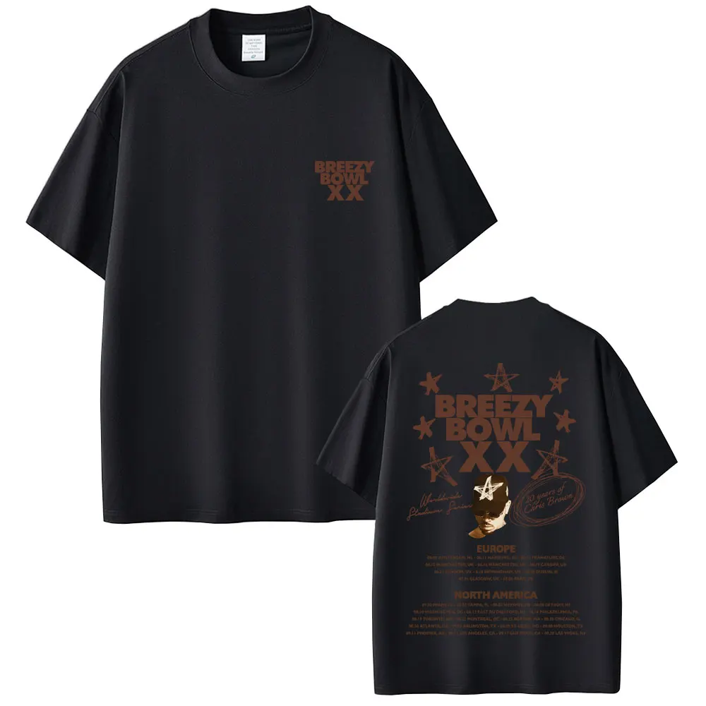 Rapper Chris Brown Breezy Bowl XX Tour 2025 Graphic T-shirt Men Women Hip Hop Pop Music T Shirts Summer Fashion Vintage T-shirts image 3