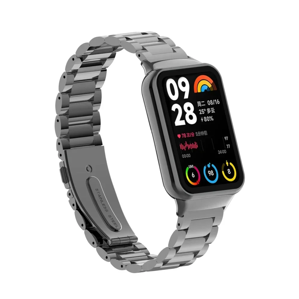 레드미 워치 4/5 스트랩용 메탈 스테인리스 스틸 스트랩, 샤오미 미 밴드 9/8 프로용 교체 가능한 스마트 워치 팔찌 벨트