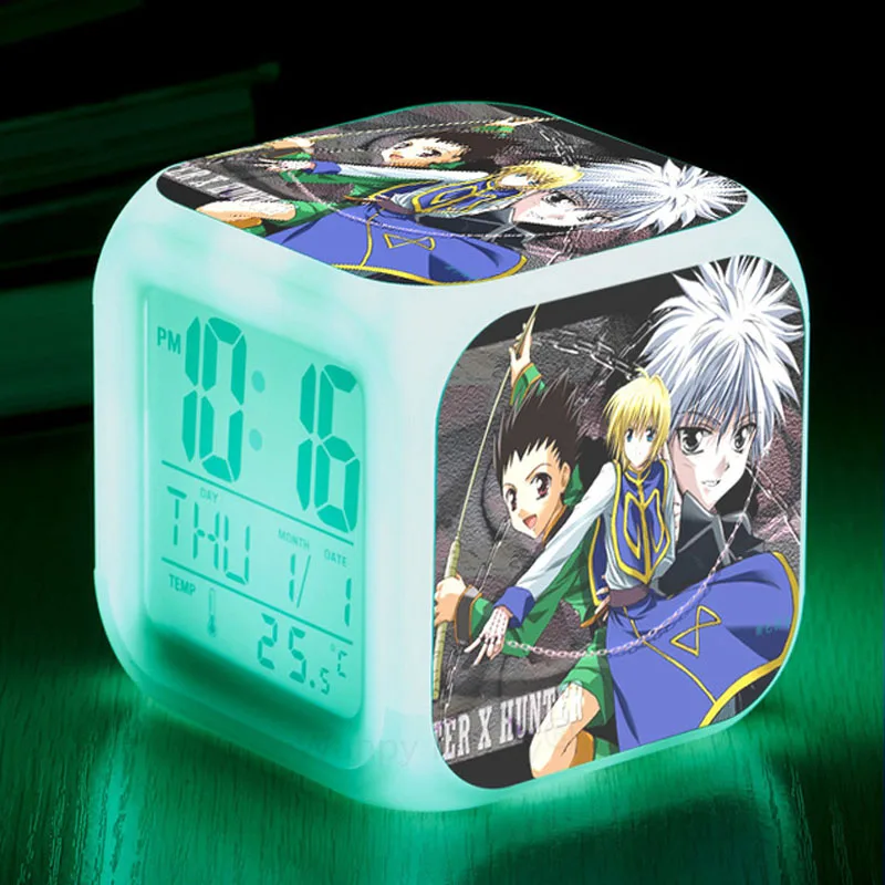 Trendy Japanese Anime Hunter X Hunter Alarm Clock Color Luminous Multi-function Digital Alarm Clock Children's Birthday Gifts