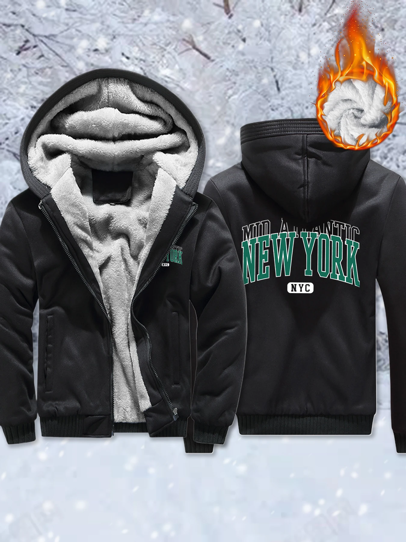 

New York City Usa Letter Design Утепленные куртки Мужские свободные зимние пальто Повседневная флисовая уличная одежда с карманами Камуфляжная одежда на молнии